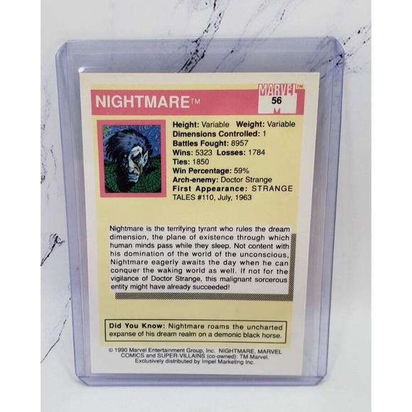 1990 Marvel Super Heroes Trading Card Impel Nightmare #56 - Picture 2 of 4